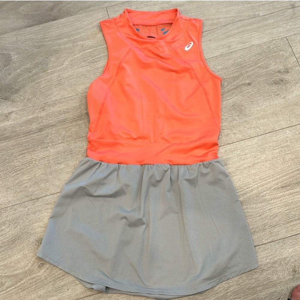 🎾 ASICS Gel Cool Tennis court dress orange pink grey open mesh back